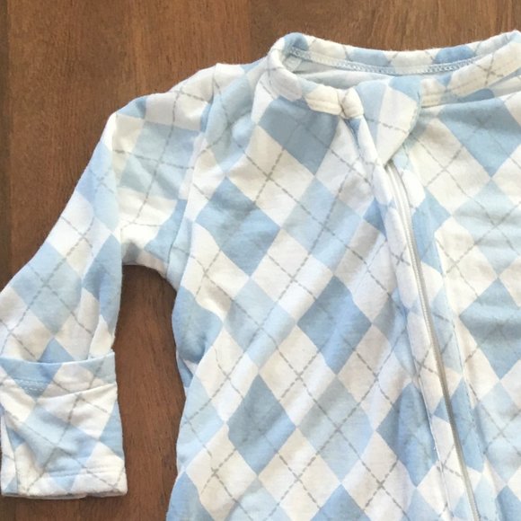 Angel Dear white and blue argyle footie - Picture 2 of 2